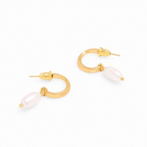 Katie Loxton Pearl Lustre Waterproof Gold Hoop Earrings KLJ6352