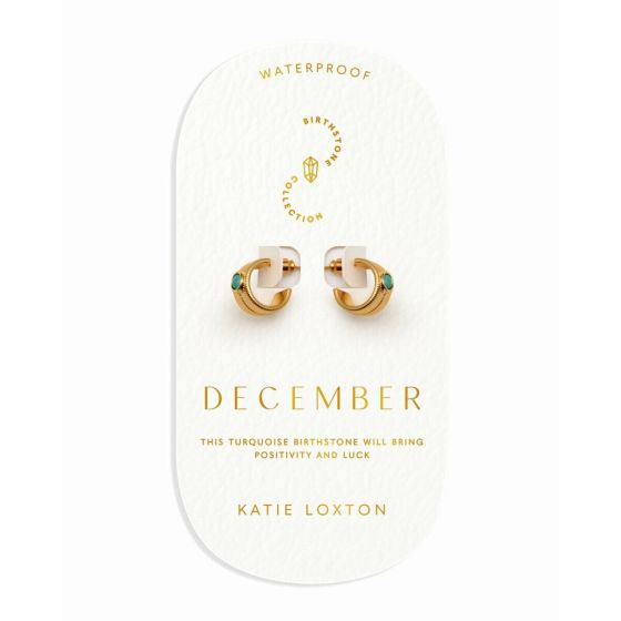 Katie Loxton December Waterproof Gold Birthstone Hoop Earrings. Item code KL6431.
