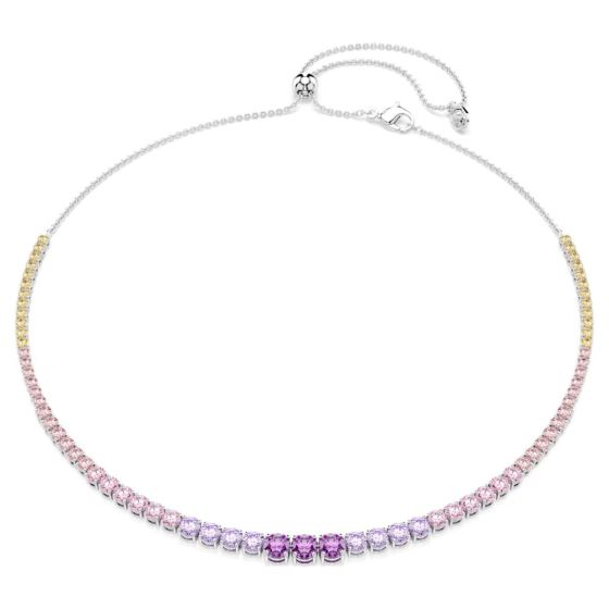 Swarovski Matrix Necklace Gradient of Round Cuts - Multicoloured with Rhodium Plating - 5751196