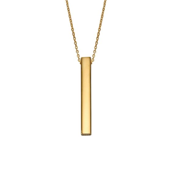 Gold Plated Sterling Silver Vertical Bar Necklace - Engravable