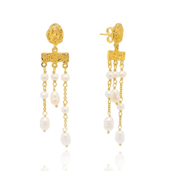 Sarah Alexander Nara Nugget Pearl Drop Stud Earrings