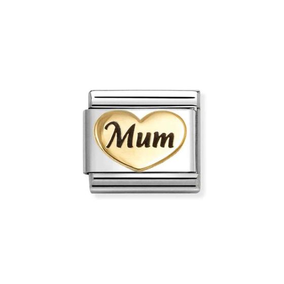 Nomination Classic Gold and Enamel Mum Heart Charm. Item code 030285/80