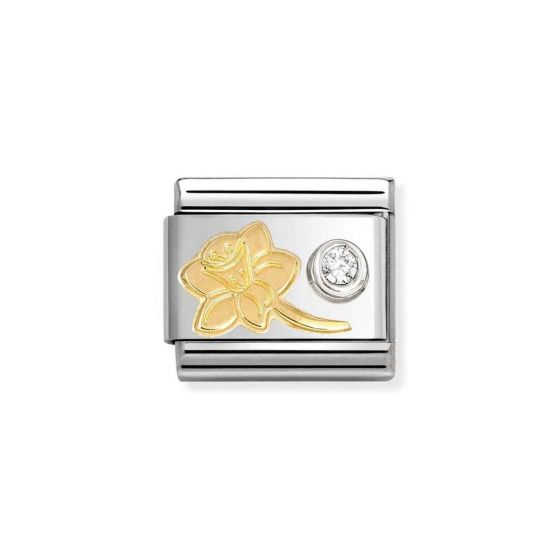 Nomination Classic Gold and Silver Narcissus and Zirconia Charm 630301/05