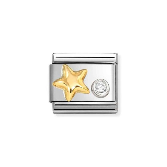 Nomination Classic Gold and Silver Raised Star and Zirconia Charm 630301/01