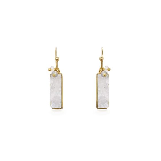Sarah Alexander Pebble Bay White Druzy and Gem Bead Earrings
