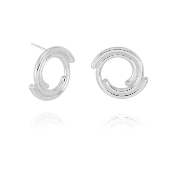 Rachel Jackson Front Facing Evolve Stud Earrings Silver PME15S