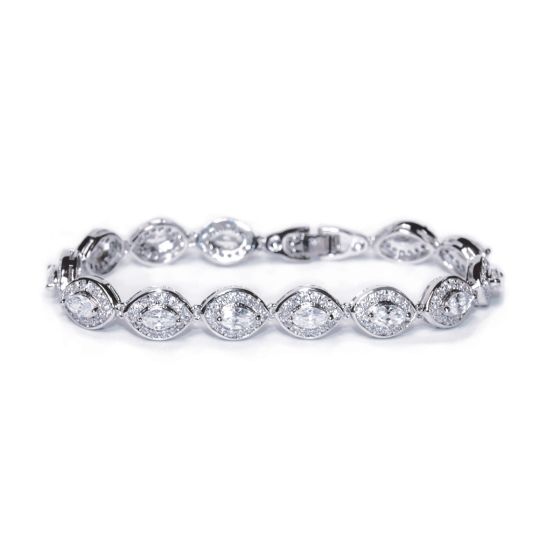 Ivory & Co Promise Crystal Marquise Cut Rhodium Bracelet