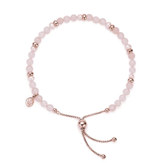 Jersey Pearl Sky Bracelet - Scatter Style in Rose Quartz