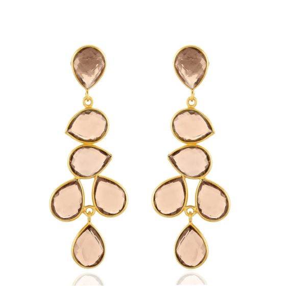 Shyla Sheena Chandelier Gold Earrings - Champagne