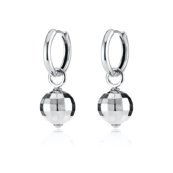 Scream Pretty Disco Ball Hoop Earrings - Silver