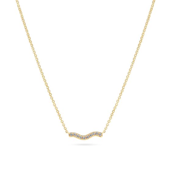 Sif Jakobs Ellera Waves Necklace - Gold with White Zirconia - SJ-N3859-CZ-YG
