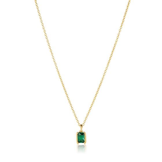 Sif Jakobs Roccanova Piccolo Necklace - Gold Plated with Green Zirconia SJ-N42260-GCZ-YG