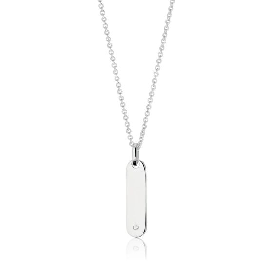 Sif Jakobs Follina Lungo Grande Necklace - Silver with White Zirconia
