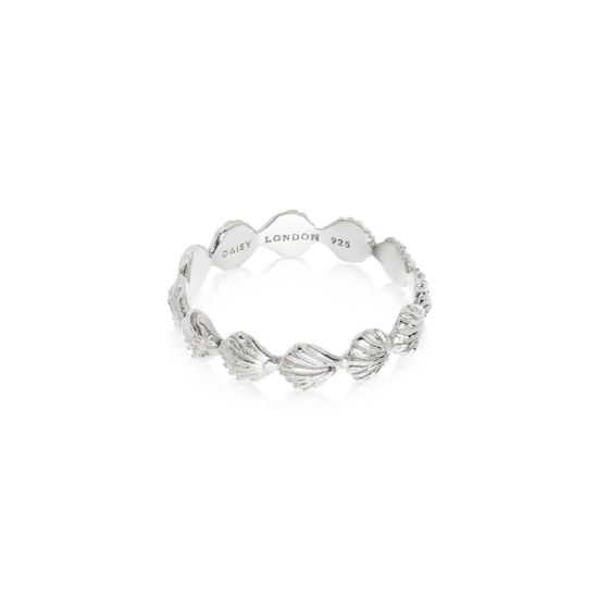 Daisy Isla Shell Stacking Ring - Silver / Small