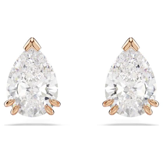Swarovski Stilla Stud Earrings Pear Cut - White with Rose Gold Tone Plating - 5734248