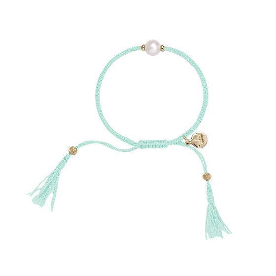 Jersey Pearl Tassel Bracelet - Mint Green with Gold Detail