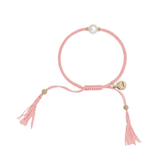 Jersey Pearl Tassel Bracelet - Rose Pink with Gold Detail