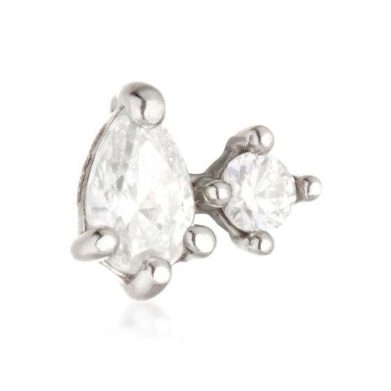 Tish Lyon 14ct White Gold Double Gem Threadless Labret Single Earring