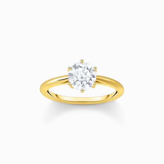Thomas Sabo Gold Plated Ring with White Zirconia Brilliant Cut - TR2474-414-14-54