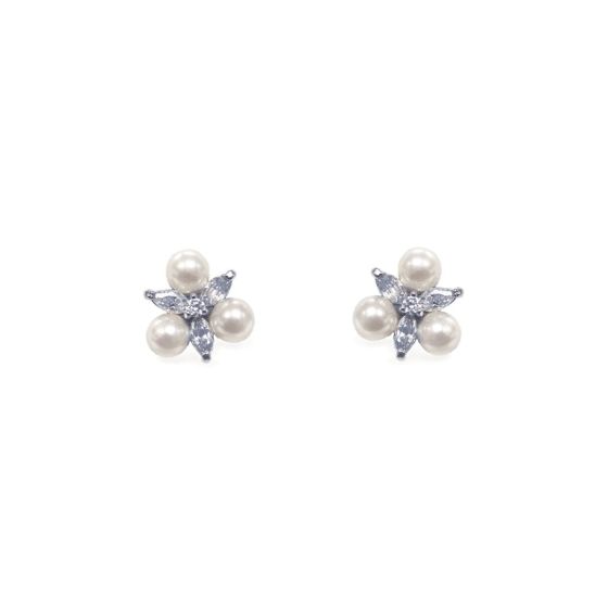 Ivory & Co Waterlily Pearl Crystal Stud Earrings - waterlilypearlearrings