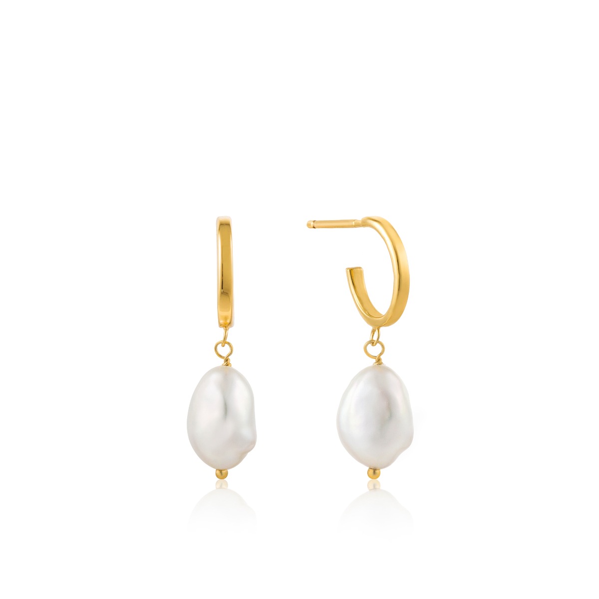Ania Haie Pearl Mini Hoop Gold Earrings E019-02G