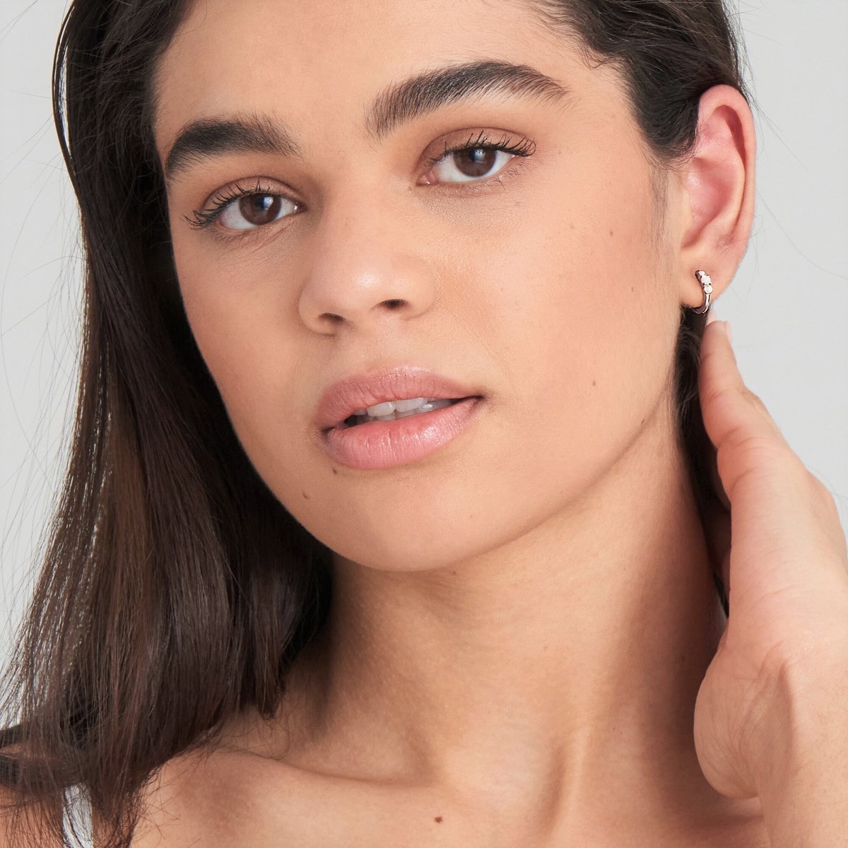 Ania Haie Mother of Pearl and Kyoto Opal Huggie Hoop Earrings - Silver - E034-03H