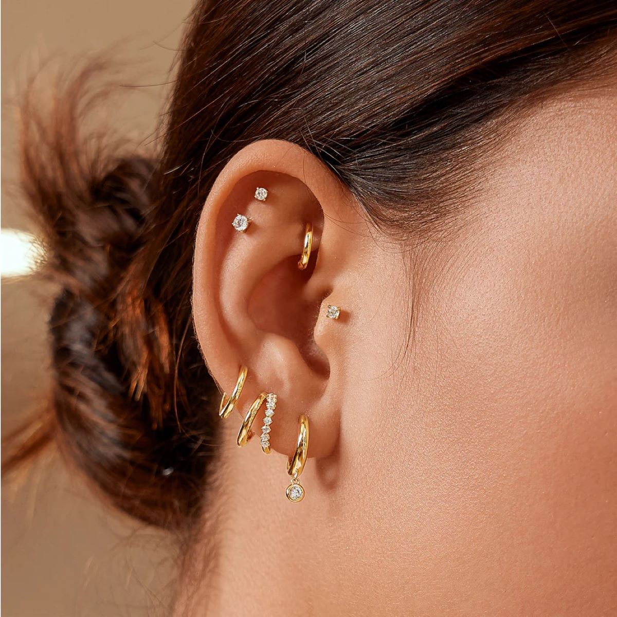 Ania Haie Double Mixed Huggie Hoop Gold Earrings - E059_15G