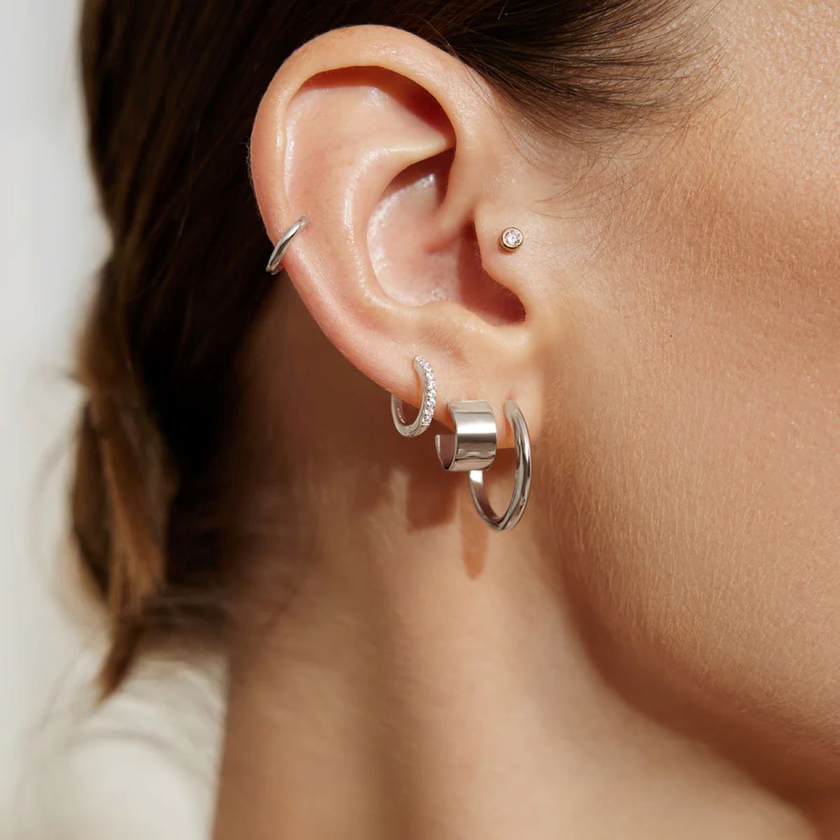 Ania Haie Tube Medium Hoop Silver Earrings - E062-03H