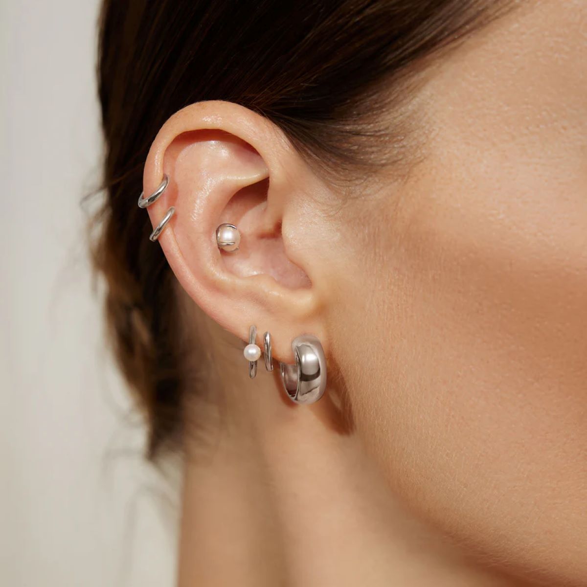 Ania Haie Chubby Medium Huggie Hoop Silver Earrings - E064-06H