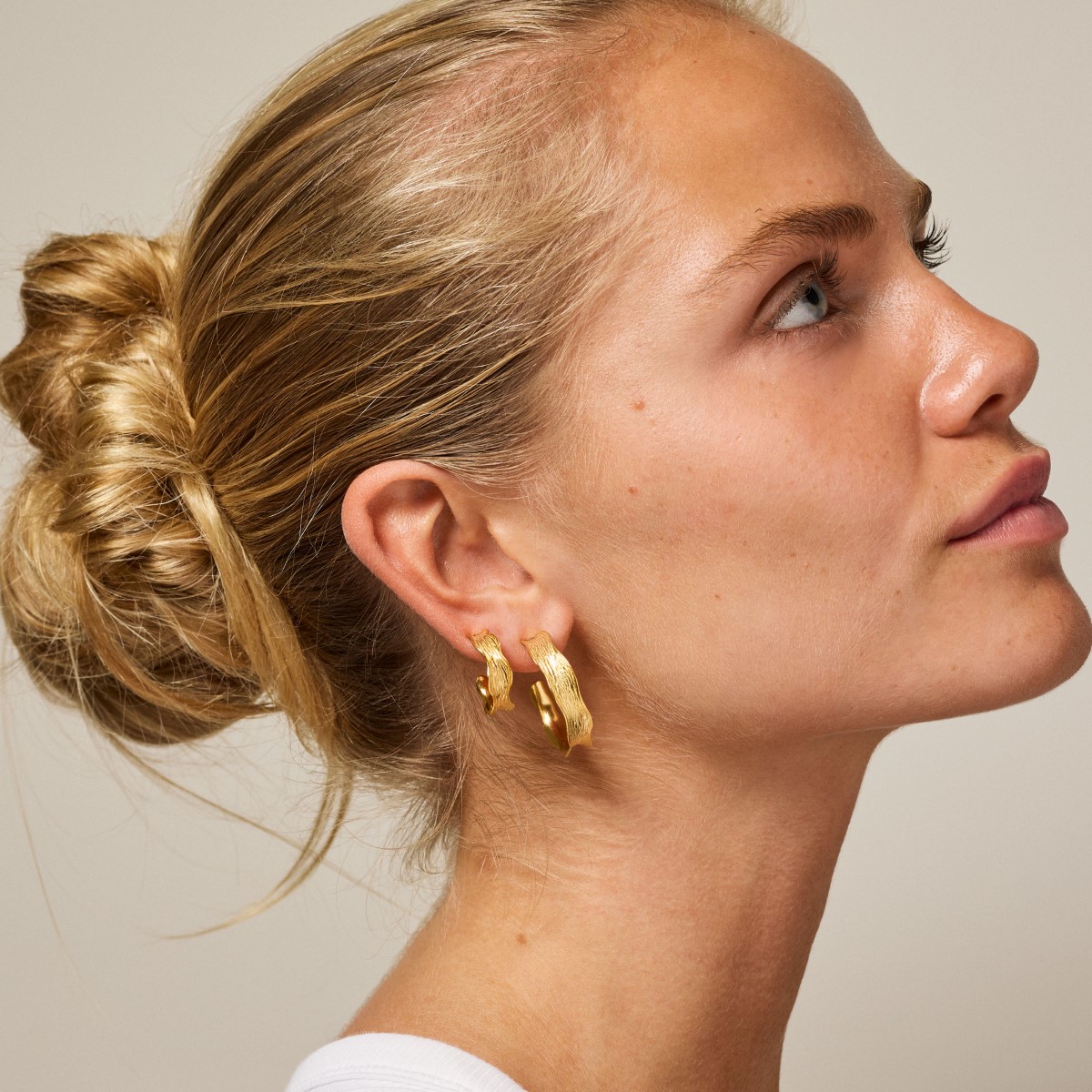 Enamel Copenhagen Ane Large Gold Hoop Earrings. Item code E288GM.