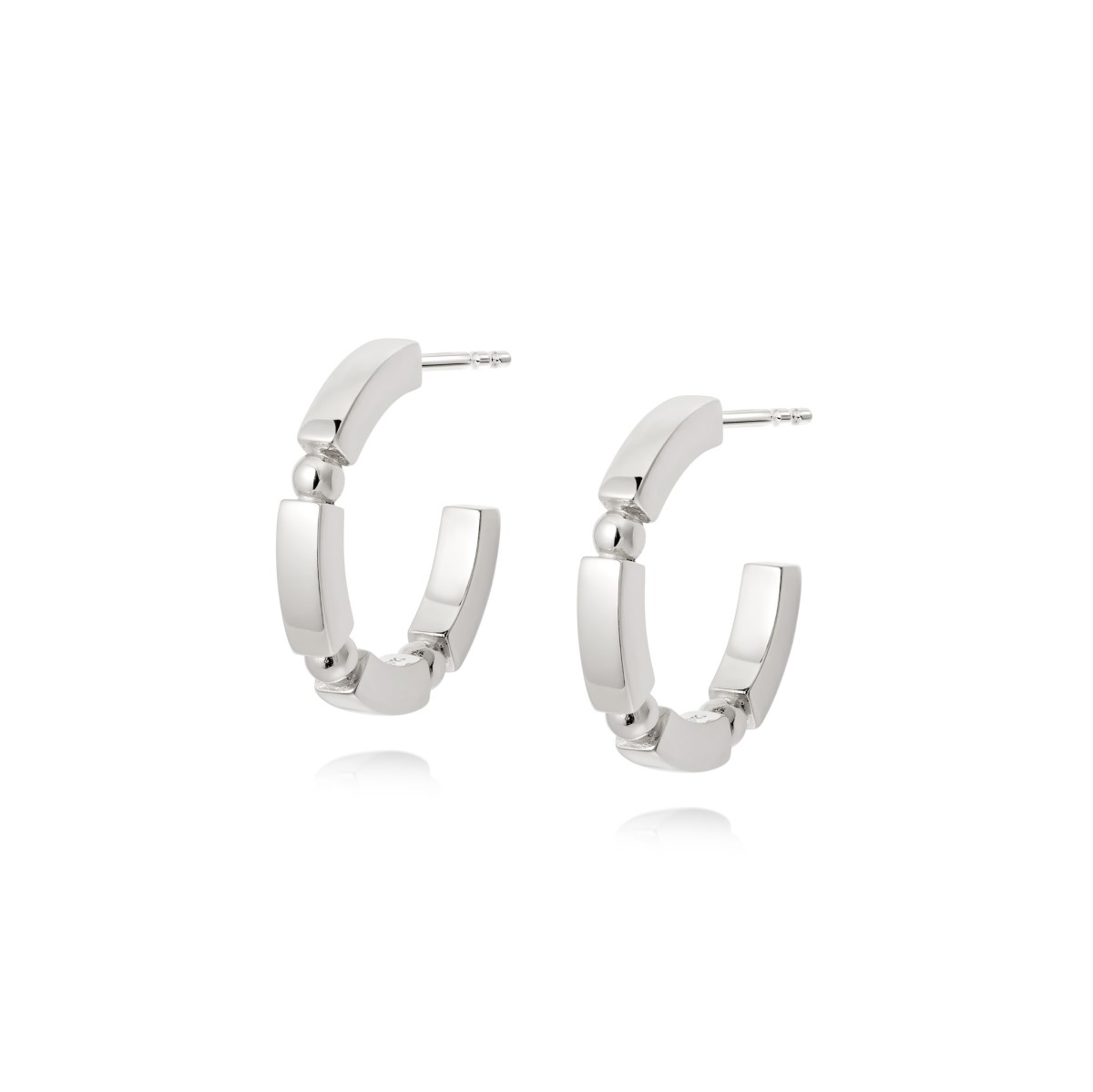 Daisy Stacked Chunky Midi Hoop Earrings - Silver EB8007_SLV