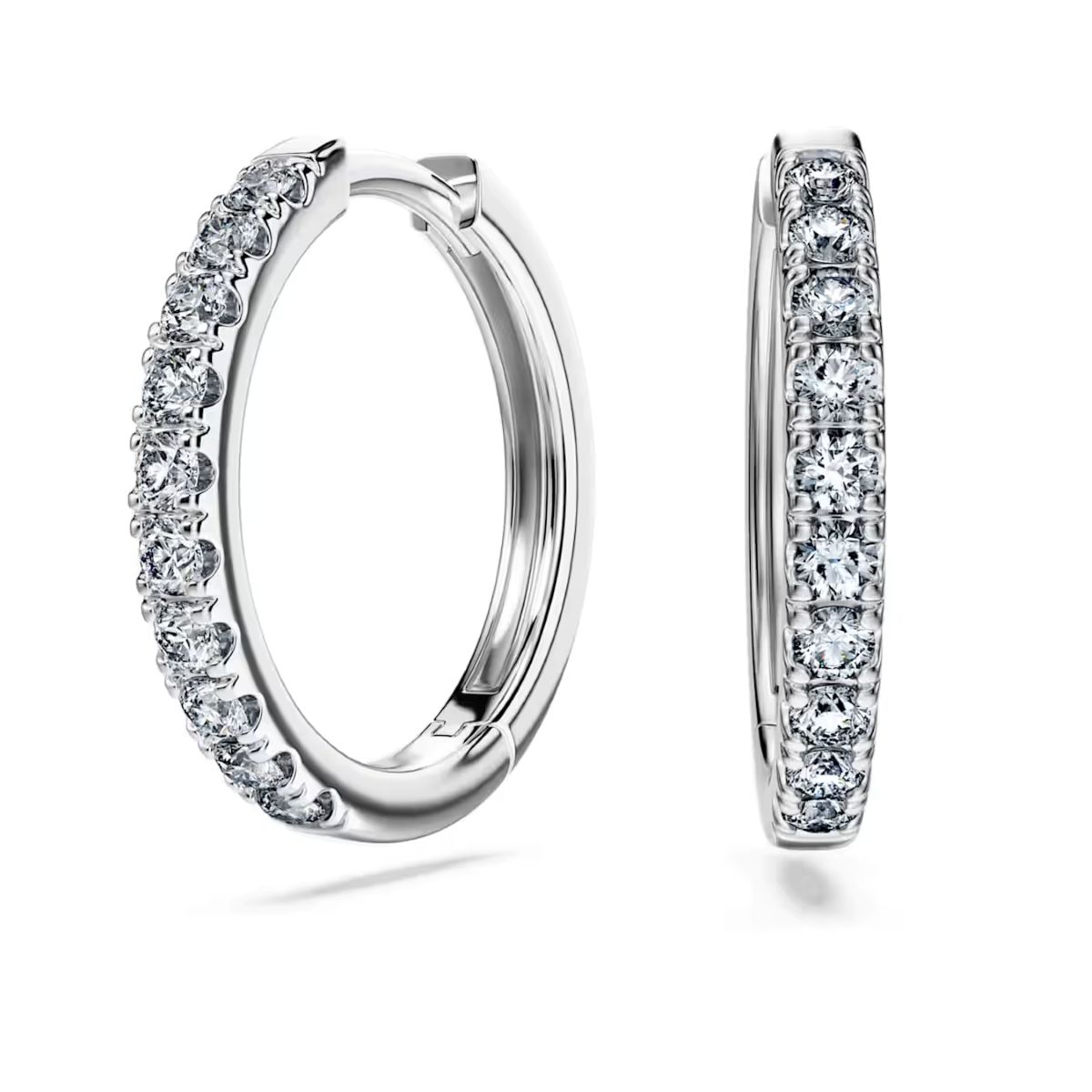 Swarovski Eternity Hoop Earrings Lab Grown Diamonds 0.5ct Round Shape Sterling Silver - 5728556