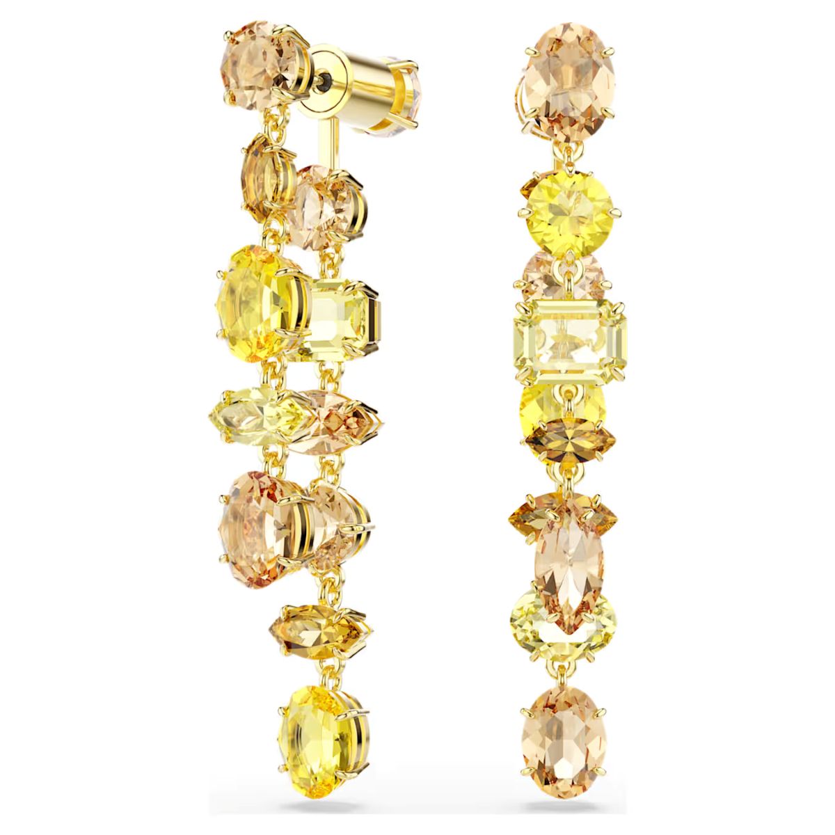Swarovski Gema Asymmetric Drop Earrings - Yellow with Gold Tone Plating - 5718073