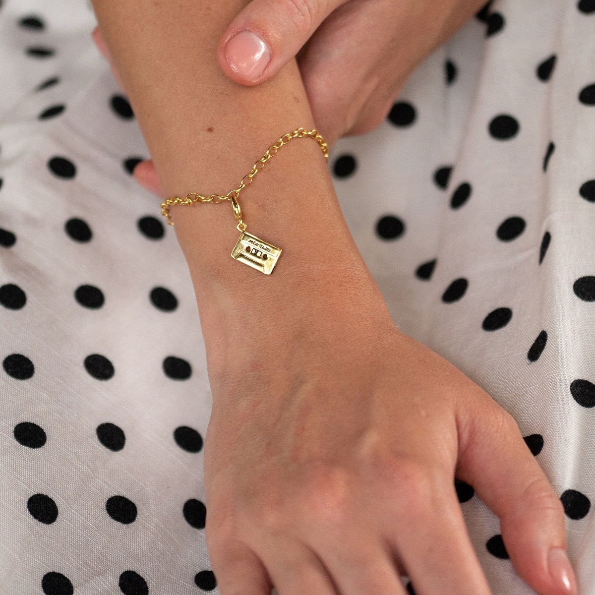 Lily Charmed Cassette Tape Charm Gold - item number CGTAPE