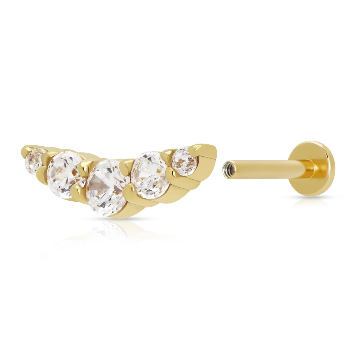 Scream Pretty Helix Curve Sparkling Single Flat Back Earring - Gold