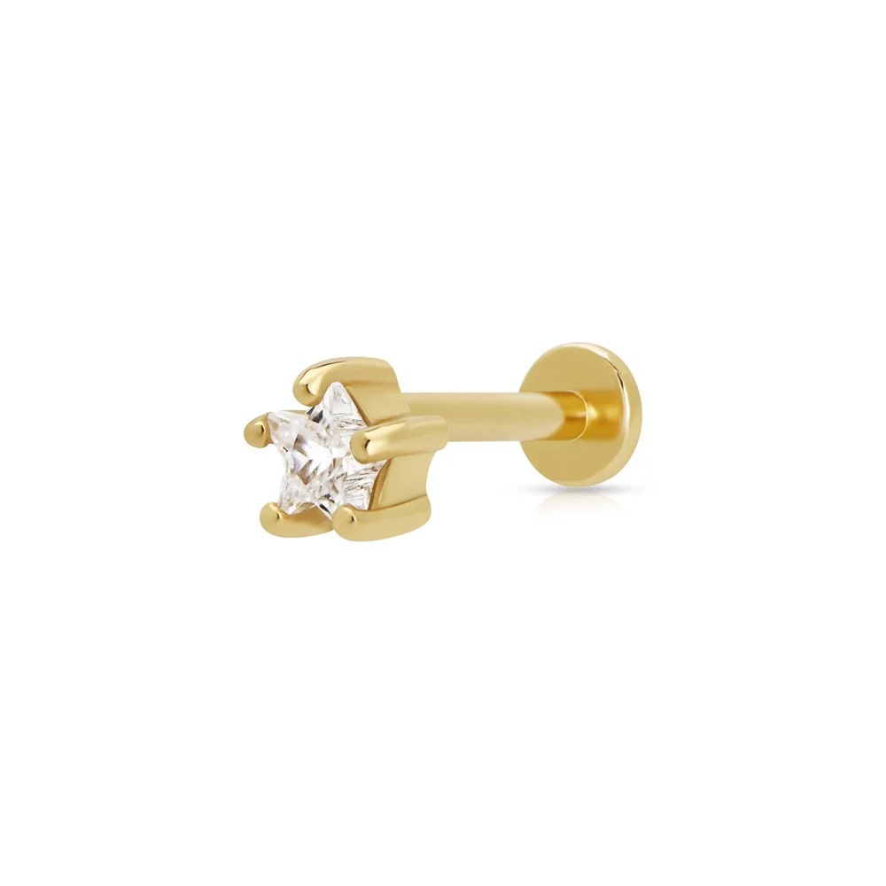 Scream Pretty Sparkling Star Single Flat Back Earring - Gold