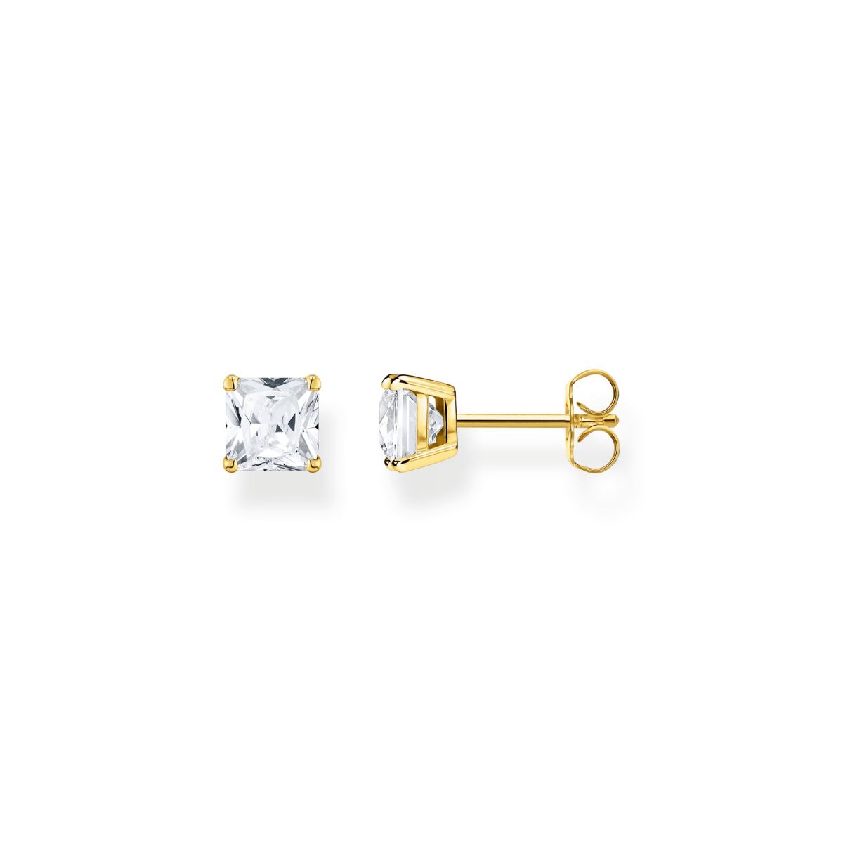 Thomas Sabo Princess Cut White Zirconia Stud Earrings - Gold
