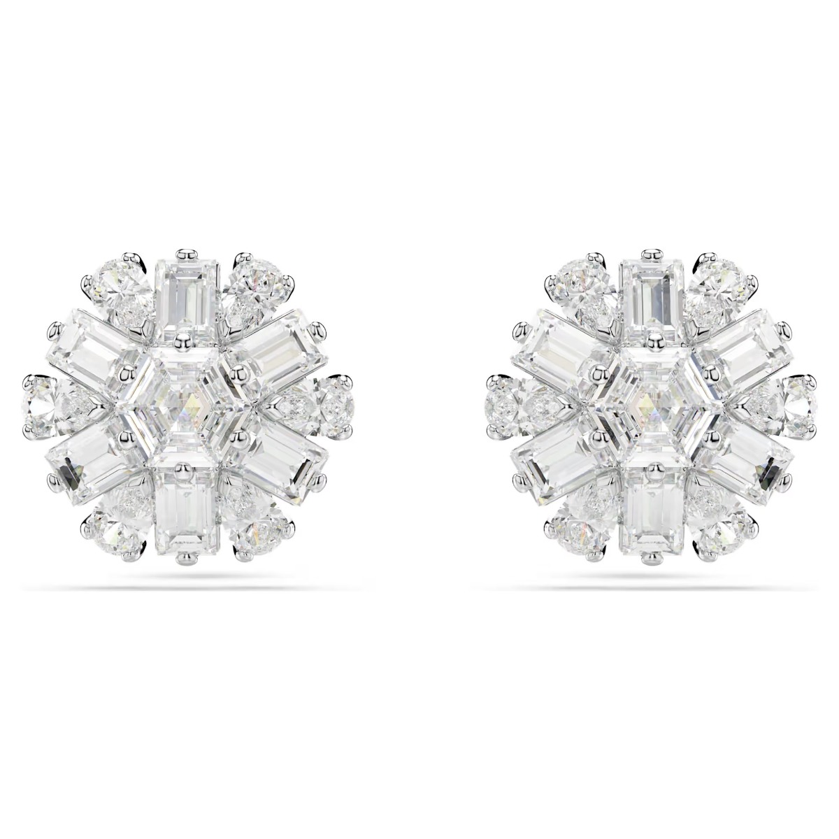 Swarovski Idyllia Snowflake Stud Earrings - White with Rhodium Plating 5691483