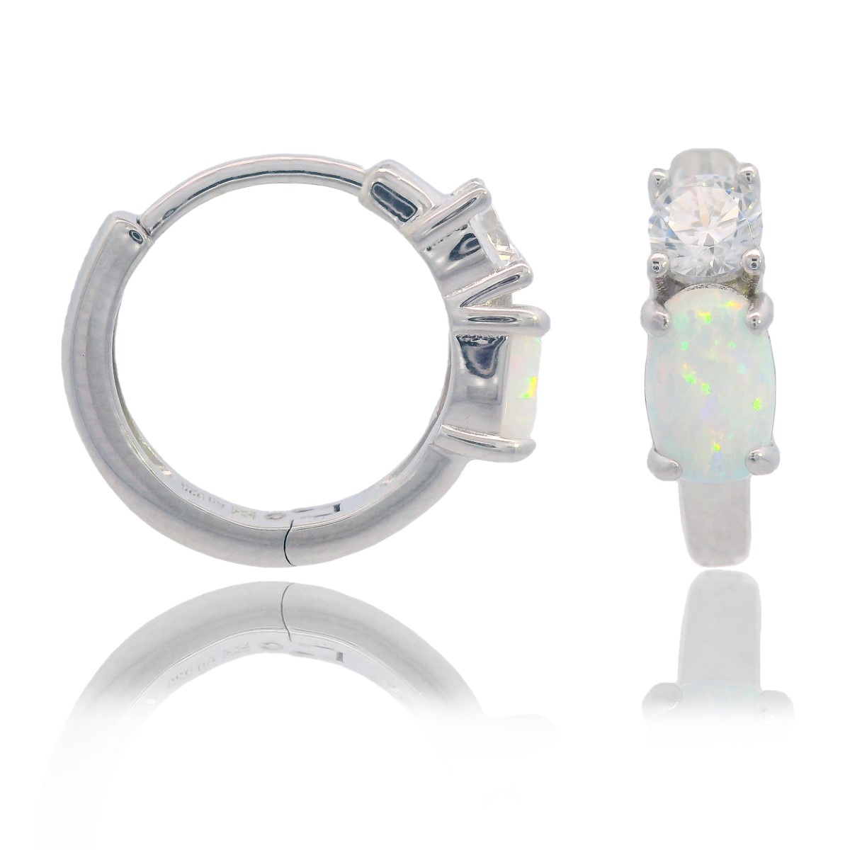 Georgini Opal Glow White Created Opal Hoop Earrings - Silver IE1185W