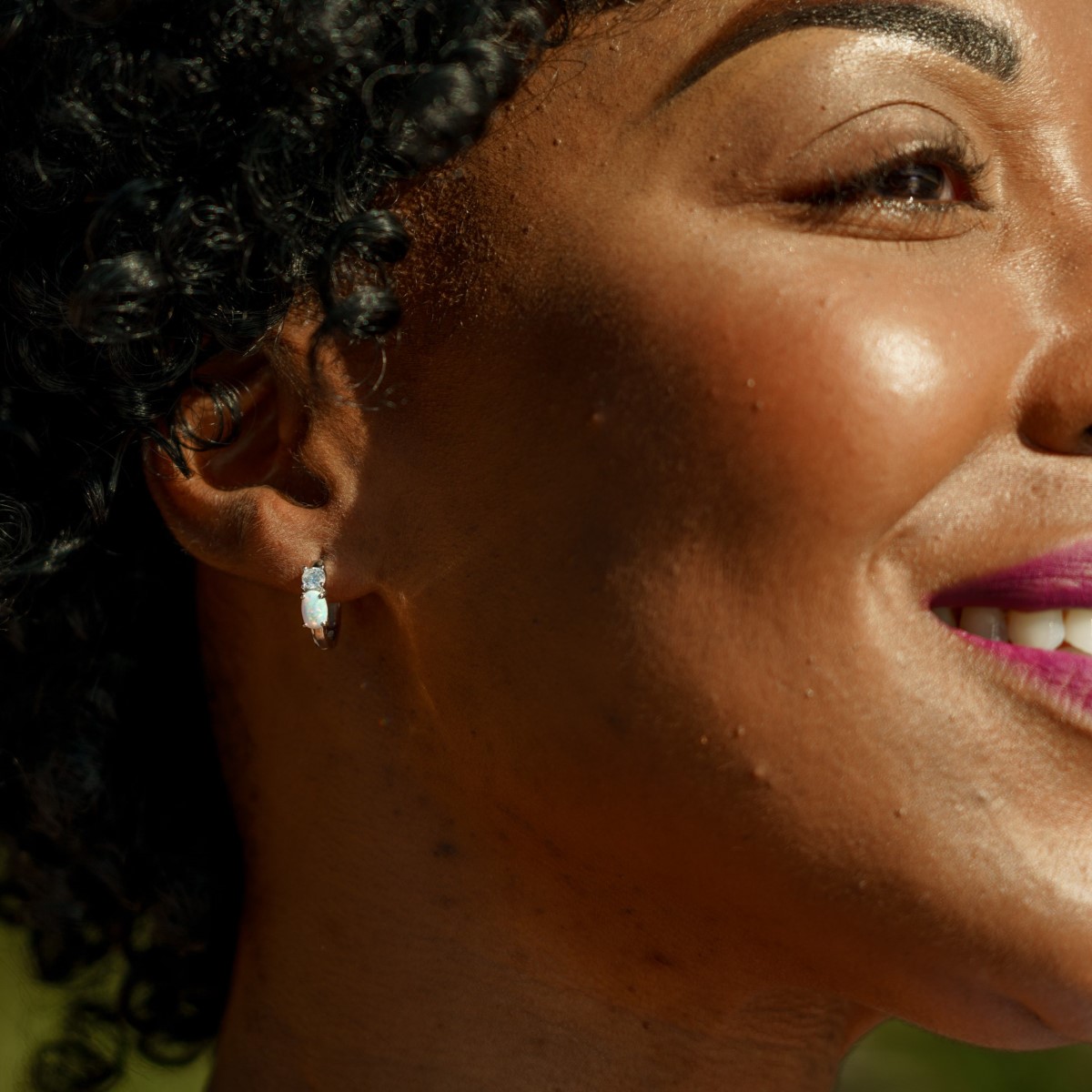 Georgini Opal Glow White Created Opal Hoop Earrings - Silver IE1185W