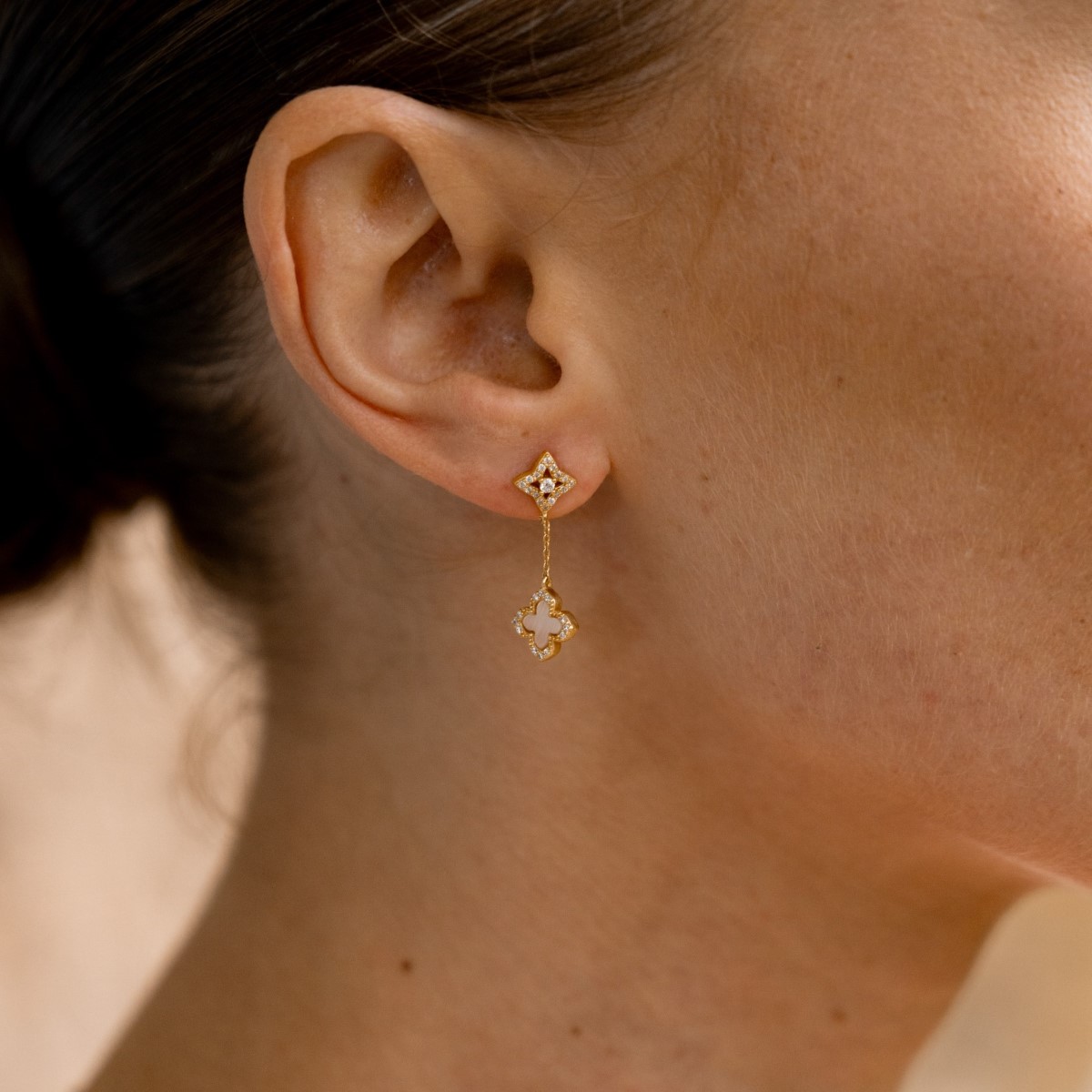 Georgini Sydney Soiree Fairwater Mother of Pearl Drop Earrings - Gold IE1188G