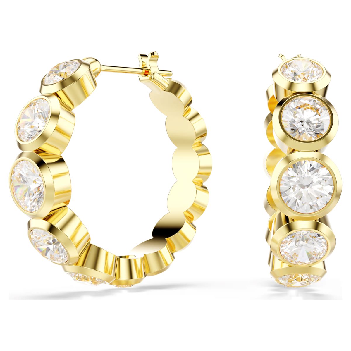 Swarovski Imber Hoop Earrings Round Cut - White with Gold Tone Plating - 5711483