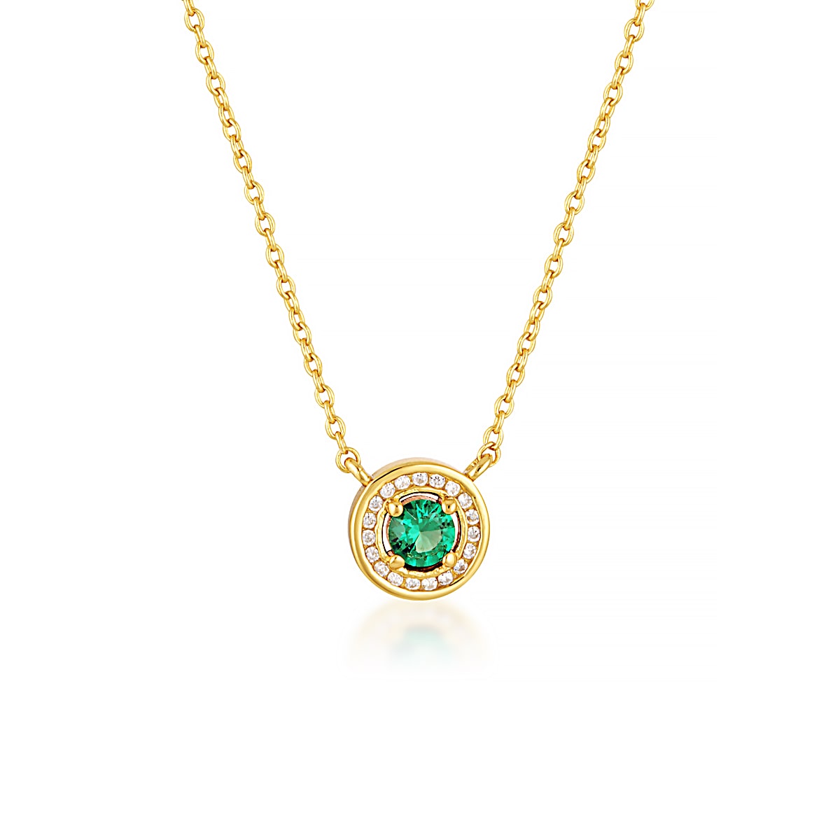 Georgini Milestone Emerald Green Halo Pendant - Gold IP1164GR