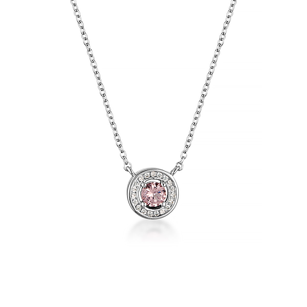 Georgini Milestone Morganite Pink Halo Pendant - Silver IP1164P