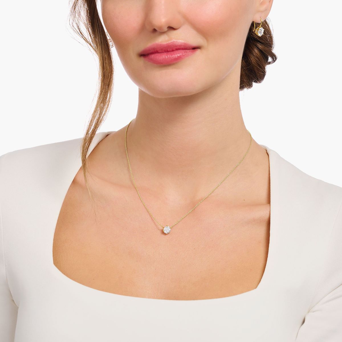 Thomas Sabo Necklace with White Zirconia - Gold Plated - KE2210-414-14-L45