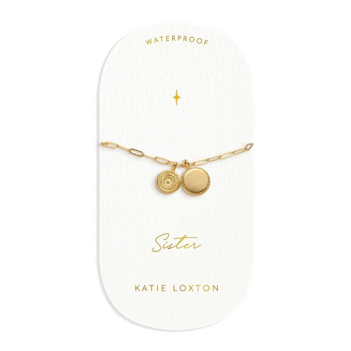 Katie Loxton 'Sister' Waterproof Gold Charm Bracelet KLJ6104