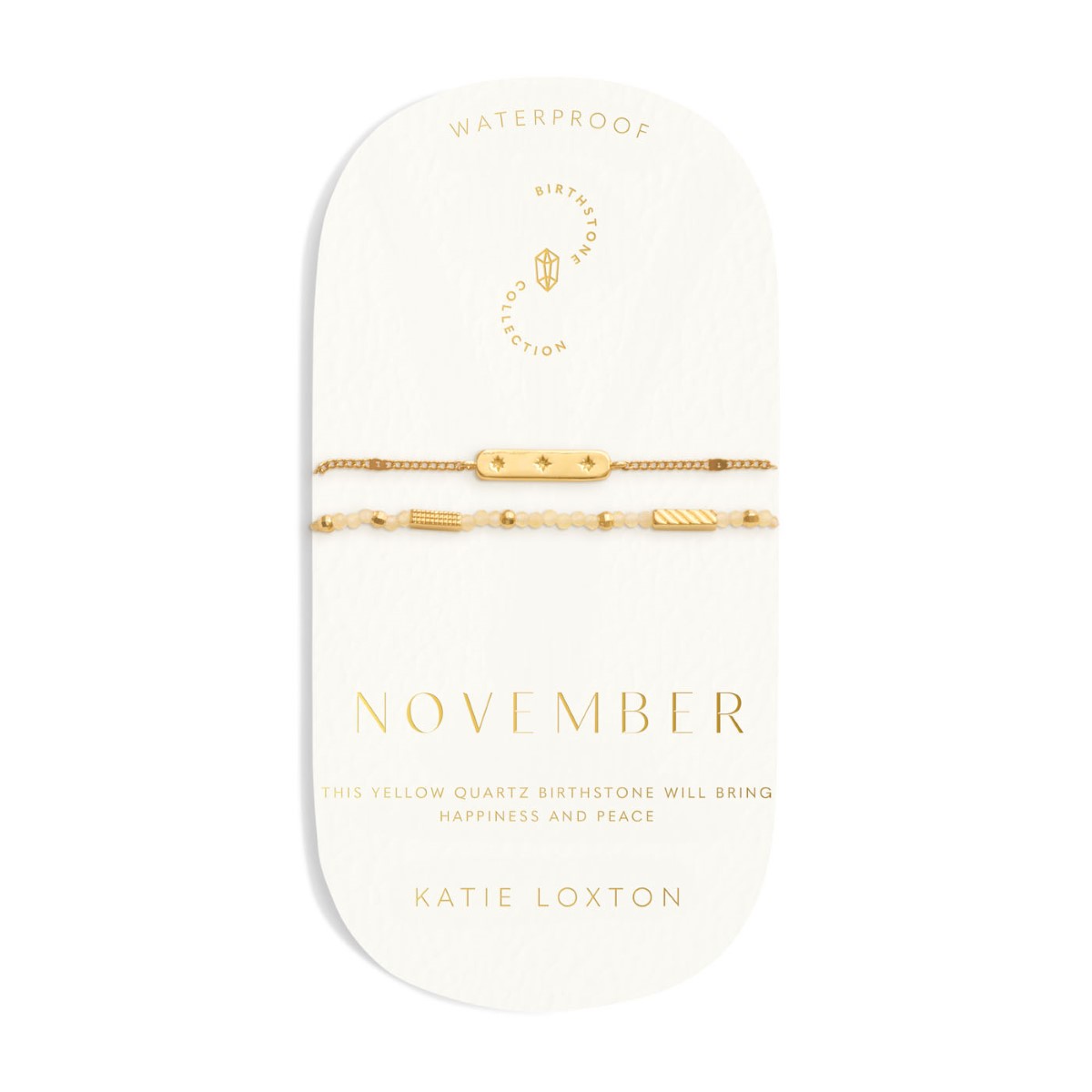 Katie Loxton 'November' Waterproof Gold Birthstone Bracelet KLJ6389