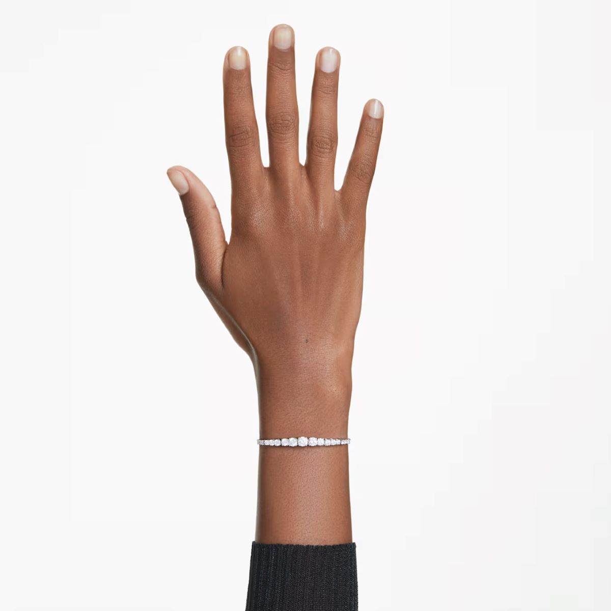 Swarovski Matrix Gradient Cut Slider Bracelet - White with Rhodium Plating - 5690677