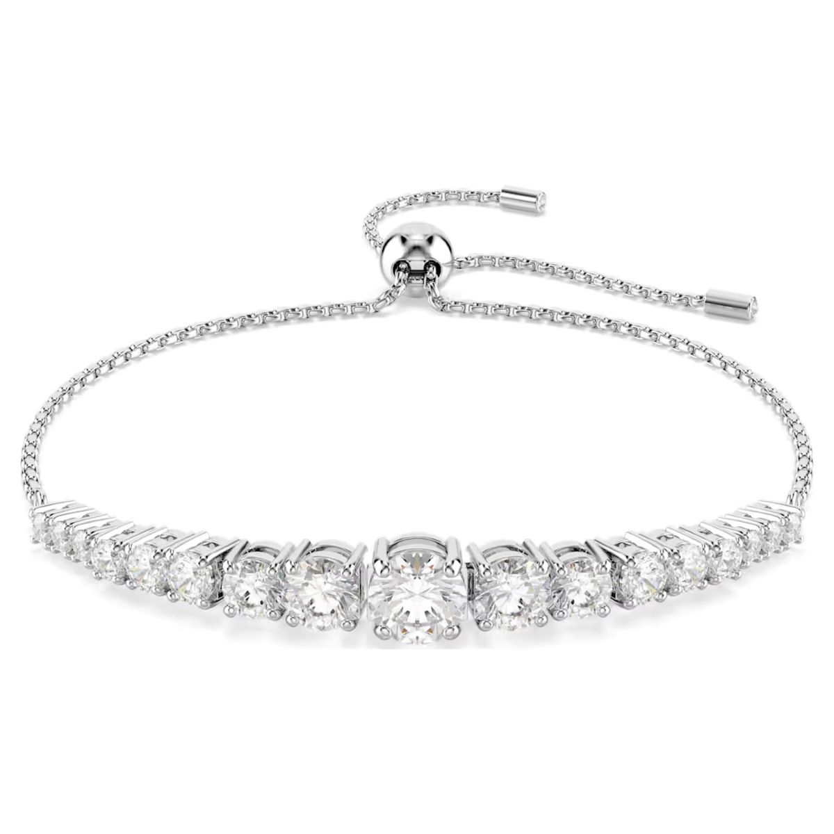 Swarovski Matrix Gradient Cut Slider Bracelet - White with Rhodium Plating - 5690677