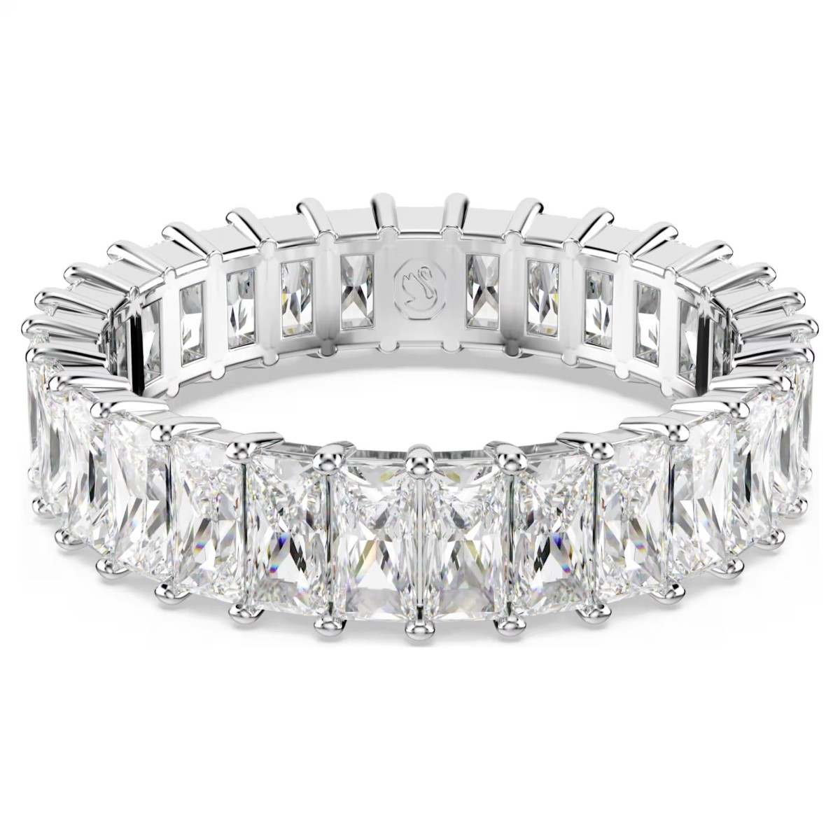 Swarovski Matrix Ring Baguette Cut - White with Rhodium Plating